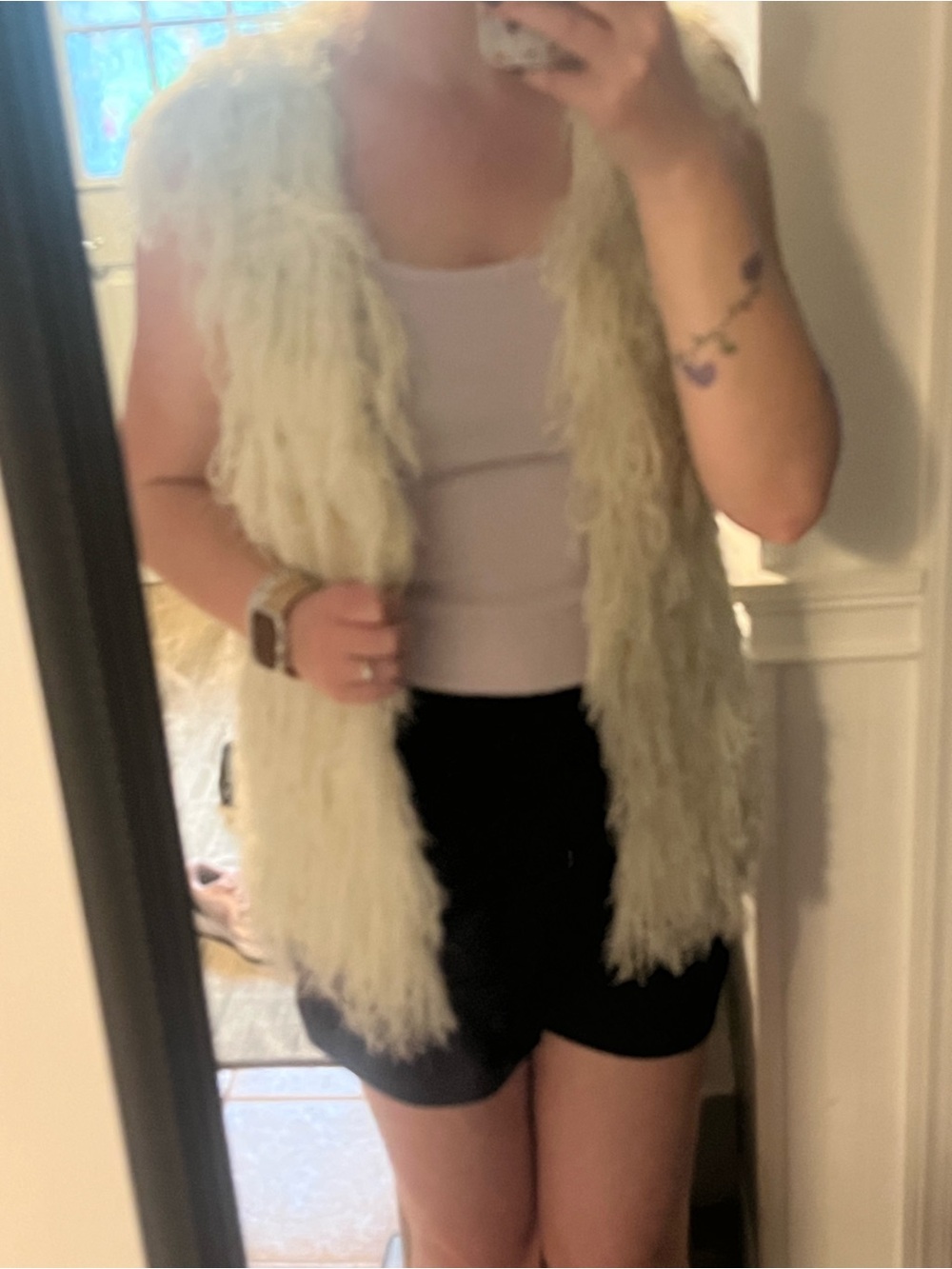 Cream Shaggy Faux Fur Vest - Sleeveless Layering Piece